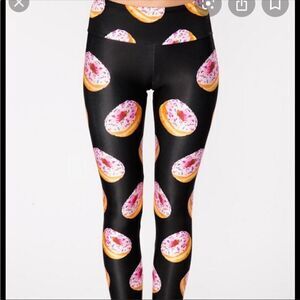 Goldsheep doughnut black leggings high rise waist S small pink gold sheep